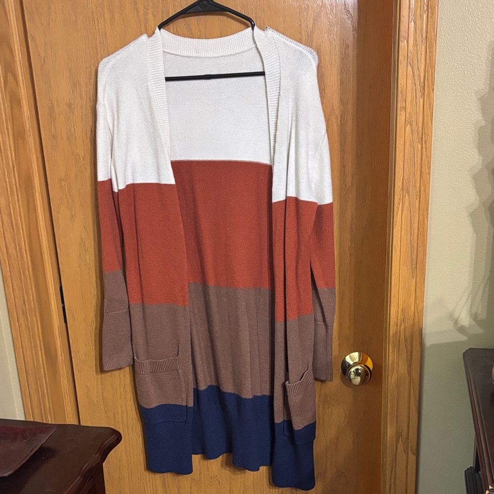 Multicolor Open Front Cardigan